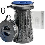 ALEVMOOM Upgraded Portable Collapsible Stool with Cushion,Telescoping Folding Stool for Adults,Yet More Sturdy Camping Stool with Load Capacity 1000lbs,for Outdoor Garden Hiking BBQ Black