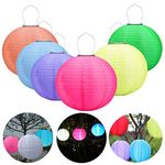 NA Waterproof LED 10 Colors Solar lanterns colorful hanging paper lanterns- Chinese/Japanese Paper Hanging Decorations Ball Lanterns Lamps for Home Decor, Parties, and Weddings(6 pack)