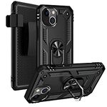 SaharaCase Military Kickstand Series Case for Apple iPhone 13 Mini 5.4" (2021) - Holder/Kickstand/Belt Clip - Rugged Protection Anti-Slip Grip Slim Fit - Black