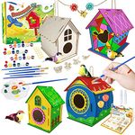 Heyzeibo DIY Birdhouse Kit for Kids, 4 Sets Super Large Wooden Bird Bungalow Hanging Kits, Wood Birdhouse Making Set - Build and Paint Your Own Birdhouse Arts Crafts Birthday Gift for Girls Boys