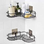 Q13® Metal Wall-Mounted Bathroom Storage Rack Corner Shelf Hooks Holder Kitchen Basket, Soap Shampoo Rack, Bathroom Racks and Shelf/Shelves Corner Rack (Pack Off 2), Black