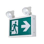 TANLUX Steel Running Man Exit Sign with Emergency Lights, LED Emergency Exit Light with Battery Backup for 120 minutes, CSA Listed, AC 120/347V, Commercial Emergency Lights Combo(2 by 2 watts head)