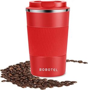 Trave Coffee Mug, 13 oz Insulated Coffee Travel Mug Spill Proof For Men Women, Stainless Steel Vacuum Tumbler Coffee Cup Leakproof with Flip Lid Reusable Thermal Coffee Cup with Silicone Sleeve for Home Office Hot/Iced Beverage -380ml/13oz, Red