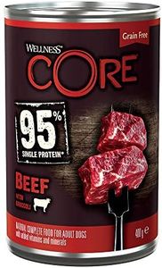 Wellness CORE 95 Percent Beef & Broccoli, 6 x 400g, Dog Food Wet for All Dog Breeds, Chunky Paté, Grain-Free, High Meat Content, Protein-Rich, Limited Ingredient Recipe