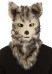 elope Wolf Mask with Mouth Mover for Adults - Faux Fur Hood and Moving Jaw