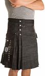 Damn Near Kilt 'Em Men's Smithy Utility Kilt Small-Medium Carbide Black