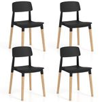 Giantex Wooden Dining Chairs Set of 4, Modern Dining Side Chairs Set w/Ergonomic Backrest, Wide Seat & Sturdy Wooden Legs, Armless Kitchen Chairs for Dining Room Living Room Restaurant Cafe (Black)