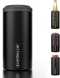 3 in 1 Slim Can Cooler for 12 OZ Skinny Can, Regular Can & Beer Bottle - Keep Cold for 6 Hours - Double Walled Insulated Stainless Steel Vacuum Beverage Can Insulator (Matte Black)