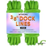 Dock Lines Boat Ropes for Docking 3/8" x15' Double Braided Mooring Marine Rope Boat Lines for Docking, Dock Lines for Boats with Loop, Boating Rope Boat Lines Grass Green 2 Pack