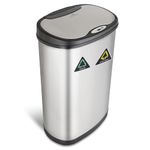 DOLPHY Stainless Steel Motion Sensor Trash Can Dustbin (50 Liters) With Dual Compartments Use For Home Kitchen Offices.