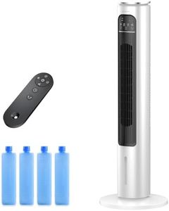 Windowless Portable Air Conditioner Ac Unit with Remote,Evaporative Air Cooler,Swamp Cooler for 4 Modes, 12H Timer, Removable Water Tank,Ice Packs,CoolingTower Fan for Bedroom,Outdoor,Indoor White