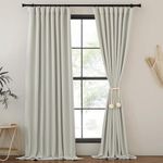 NICETOWN Window Curtains 2 Panels for Living Room, Bedroom Curtains 96 Inches Long Faux Linen Textured Boho Farmhouse Drapes, Natural, 62-in Width for Each Panel