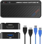 4K HDMI Video Capture Card, USB 3.0 Game Capture Card for Live Streaming, 4K30 Full HD 1080P 60fps for PC, PS5/PS4, Nintendo Switch, Xbox Game Console, Webcam, DSLR