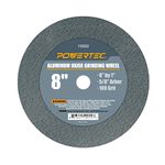 POWERTEC 15522 Aluminum Oxide Grinding Wheel 100 Grit, 8" x 1" with 5/8" Arbor
