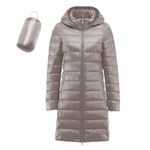 Top Christmas Deals Long Packable Puffer Jacket Women Winter Warm Lightweight Down Coats Windproof Hooded Quilted Jackets Outdoor Overcoat Cardigan Sweaters For Women