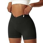 Vertvie Seamless Workout Shorts for Women V High Waist Gym Biker Shorts Tummy Control Booty Yoga Running Butt Lift Cycling Shorts Black M