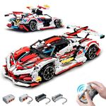 BAV 1:10 Race Car MOC Building Kit and Engineering Toy, Adult Collectible Sports Car Technology Car Building Kit, Remote Control Scale Sports Car Model for Adults Men Teens(2277 Pcs)