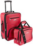 Rockland F102 Luggage Printed Luggage Set, Red, Medium, 2-Piece