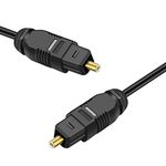 TNP Digital Optical Audio Cable 6 Feet S/PDIF Fiber Optic Cable Toslink TV Optical Cable for Soundbar, Home Theater, Speaker Wire, TV, PS4, Xbox Male to Male Gold Connectors Cord|