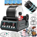 KomeStone K1 Pro Cutting-Edge Brushless Motor Advanced Rock Tumbler Polisher Kit , Extra Large 2.5 Lb.Barrel with 3-Speed Motor 9-Day Timer, Includes 3 Belts, Rough Gemstones, 4 Polishing Grits etc.