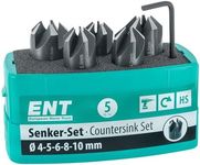 ENT 26516 5-Piece Countersink Set HSS, Diameter (d) 4, 5, 6, 8 and 10 mm, E 90°, Right