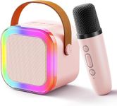 This Diwali Mini Portable Karaoke Machine for Kids Adults with Wireless Mics Portable Bluetooth Speaker & Dynamic Lights Birthday Gift for Girls, Boys & Toddlers-Multi Colours (Square)