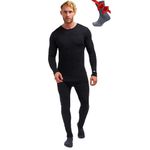 Merino Wool Baselayer Mens Set - Lite, Midweight, Heavyweight Merino Wool Thermal Underwear for Men Top and Bottom + Socks (Medium, 250 Charcoal Grey)