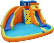 BANZAI Drop Zone 14.5' L x 13.3' W x 8' H Inflatable Water Park with Waterslide, Sprinklers, and Water Cannon