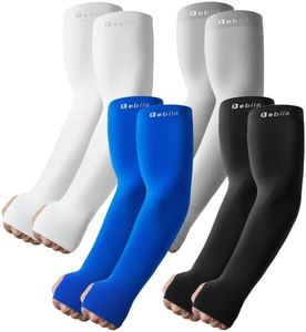 Bebila Arm Sleeves with Thumb Hole, Cooling UV Protection, Compression, Tattoo Cover Up for Men and Women (Mix Blue, Extra Large)