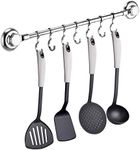 MaxHold No-Drilling/Suction Cup Utensil Rack with 7 Hooks - Vacuum System - Stainless Steel Never Rust - for Bathroom & Kitchen