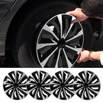 15 Inch Black and Silver Hubcaps, Set of 4 Wheel Covers, ABS Material, Easy Snap On Installation, Universal Fit for Steel Wheels, Compatible with 500, V40, Clio,