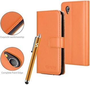 VA Case For Alcatel 1 2021 Phone (5.0 Inch) Luxury Leather Magnetic Flip Card Slots Holder Stand View Protective Wallet Cover For Alcatel 1 Phone (Orange)