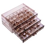 YUFONG Earring Storage Box Organizer 3 Drawers Acrylic Jewelry Storage Box Holder Transparent Jewelry Display Stand with 72 Small Compartments Gift for Women Girls (Clear Purple Brown)