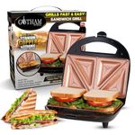 Gotham Steel Breakfast Sandwich Maker, 2 in 1 Panini Press Grill Sandwich Maker, Sandwich Press Sandwich Grill,Nonstick Grilled Cheese Maker with Easy Cut Edges, Indicator Light,Kitchen Gadgets, Black