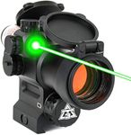 AT3 LEOS Red Dot Sight with Integrated Green Laser Sight - 2 MOA Red Dot Scope with Flip Up Lens Caps