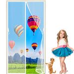 LZHBD Magnetic Fly Insect Screen Door 90 x 200 cm Shuts Automatically Mesh Curtain - Keeps Mosquitoes Insects Out - for Patio Balcony Garage Cellar - White