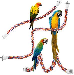 Jusney Bird Rope Perches,Parrot Toys 33 inches Rope Bungee Bird Toy (33 inches)[1 Pack]