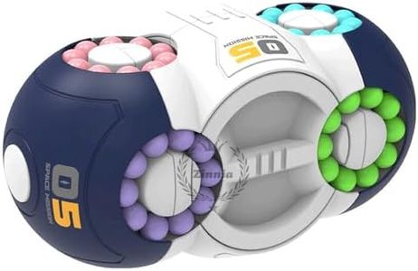 Rotating Puzzle Toy, 8-Sided Rotating Magic Beans Cube, Stress Relief Rotating Bead Puzzle Game for Kids, Rotating Fidget Spinner Toy for Birthday Gift for Boys & Girls (Navy Blue)