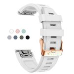 20mm Watch Band for Garmin fenix 5s 6s/6s pro 7s Instinct 2s 20 Quick Release Fit correas bandas band Replacement for garmin epix 2 42mm Silicone strap Rose Gold Buckle for women men White