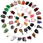 50 Pieces Mixed Irregular Healing Stone Beads Crystal Stone Pendants Quartz Charms with Storage Bag for Jewelry Making