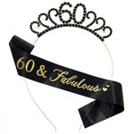 MIOSJI 60th Birthday Sash and Crown Crystal Tiara for Women 60th birthday Hats 60th Birthday Decorations Women Birthday Gift Party Accessories