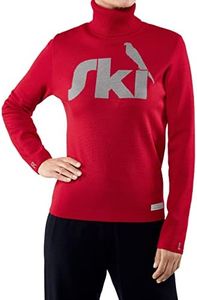 FALKE Women's Ski Roll Neck Sweatshirt, Red (Red 8784), XS