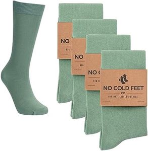 No Cold Feet - Fun Green Colorful Novelty Socks for Men for Dress Casual Formal Groomsmen Wedding, 4 Pack, Solid Sage Green, One Size