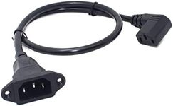 Toptekits 90-Degree Right Angled C13 to C14 with mounting Holes Extension Cord, 2ft/0.6m IEC320 C14 w/mounting Hole to C13 Right Angled AC Power Cord (C14 w/Screw Hole to Right C13)