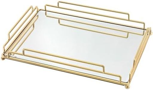 TIESEN Mirror Tray Modern Style Gold Vanity Tray Perfume Tray for Bathroom Vanity Bedroom (Champagne Gold)