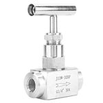 Oumefar Straight Needle Valve Stainless Steel High Pressure Needle Valve Female Thread Shut-Off Needle Valve(1/4")