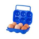 PANYTOW Portable Folding Plastic Egg Carrier Holder Storage Container for 6 Eggs - Blue