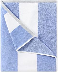 HENBAY Fluffy Oversized Beach Towel - Plush Thick Large 70 x 35 Inch Cotton Pool Towel, Blue Striped Quick Dry Swimming Cabana Towel