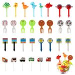 OOTSR 30PCS Food Picks Fruit Forks for kids, Mini Cute Dinosaur Food Toothpick Reusable Cupcake Dessert Forks for Kids Party Kitchen Bento Lunch Box, Random Color Kids Lunch Accessories