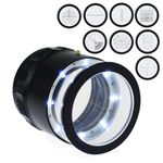 10X Illuminated Jewelers Loupe Magnifier with Interchangeable Reticle Scale, LED Light, 25mm Field of View, for Jewelry,Gems, Coins, Hobby Tool (9 Glass Scale Chart)